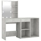 vidaXL LED-Schminktisch mit Schrank Betongrau Holzwerkstoff