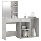 vidaXL LED-Schminktisch mit Schrank Betongrau Holzwerkstoff
