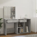 vidaXL LED-Schminktisch mit Schrank Betongrau Holzwerkstoff