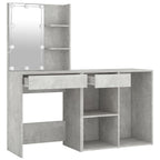 vidaXL LED-Schminktisch mit Schrank Betongrau Holzwerkstoff