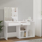 vidaXL LED-Schminktisch mit Schrank Hochglanz-Weiß Holzwerkstoff