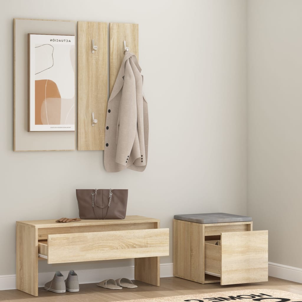 vidaXL Garderoben-Set Sonoma-Eiche Holzwerkstoff
