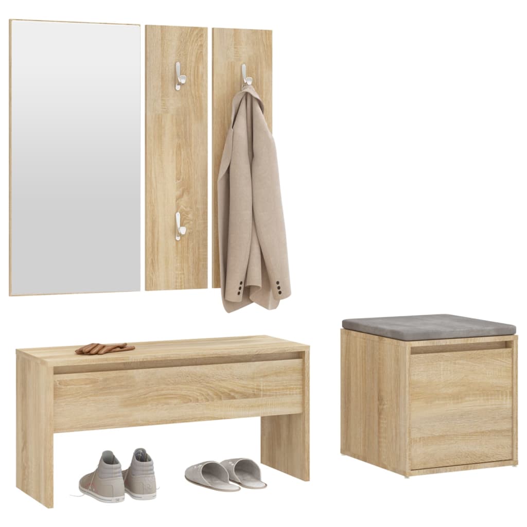 vidaXL Garderoben-Set Sonoma-Eiche Holzwerkstoff