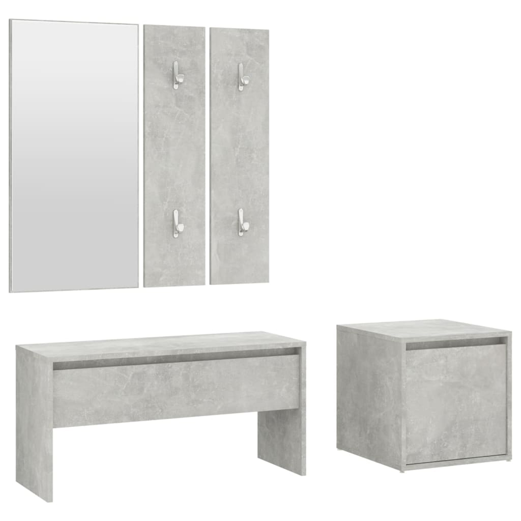 vidaXL Garderoben-Set Betongrau Holzwerkstoff
