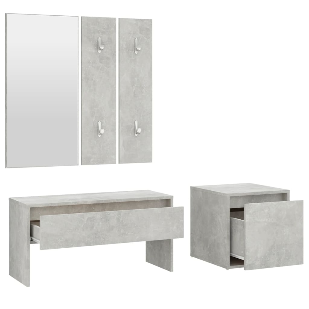 vidaXL Garderoben-Set Betongrau Holzwerkstoff