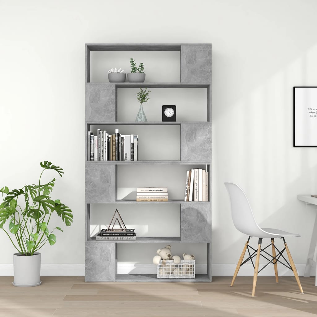 vidaXL Bücherregal Raumteiler Betongrau 100x24x188 cm