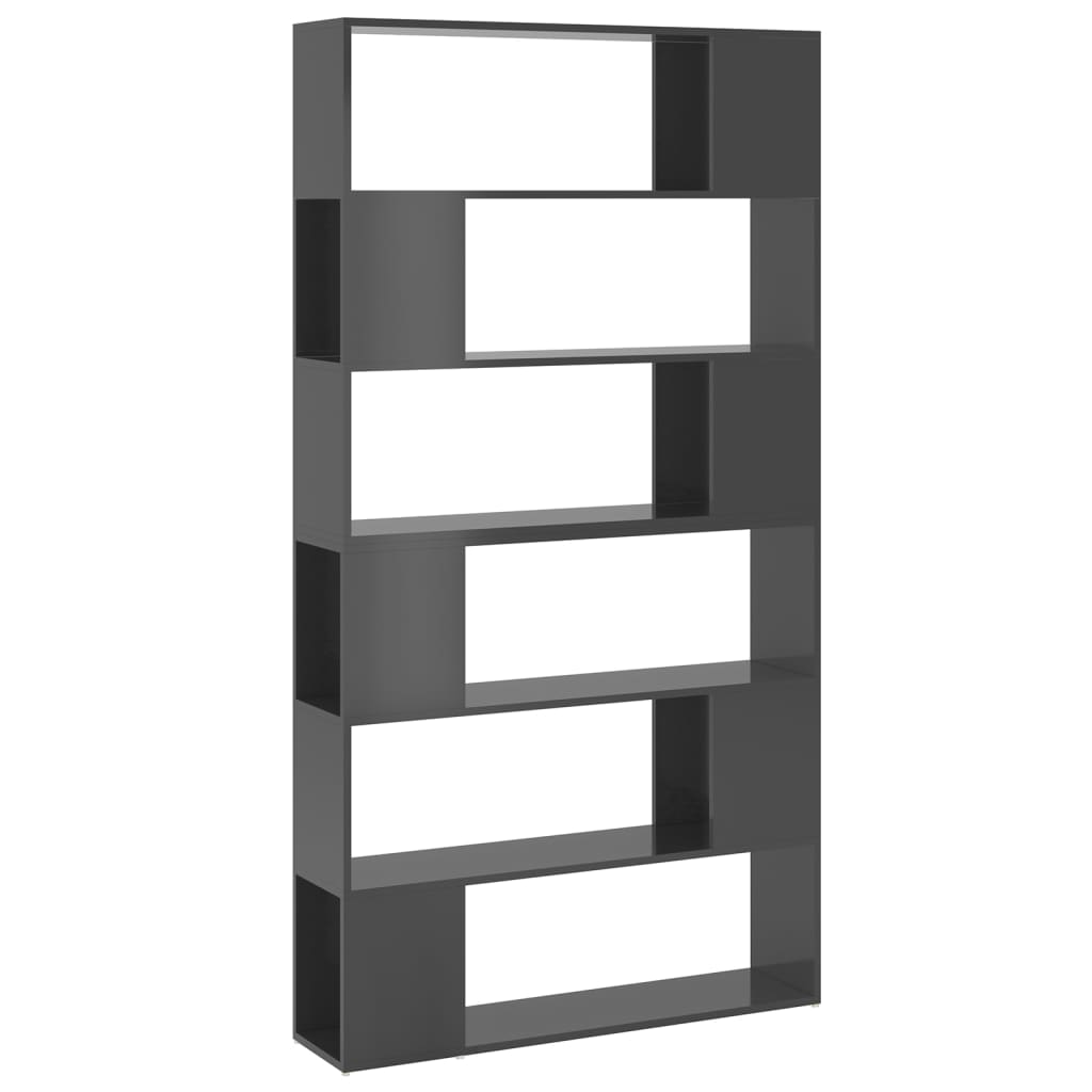 vidaXL Bücherregal Raumteiler Hochglanz-Grau 100x24x188 cm