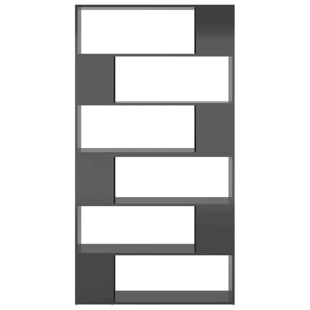 vidaXL Bücherregal Raumteiler Hochglanz-Grau 100x24x188 cm