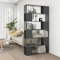 vidaXL Bücherregal Raumteiler Hochglanz-Grau 100x24x188 cm