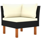 vidaXL 10-tlg. Garten-Lounge-Set Poly Rattan Eukalyptusholz Schwarz