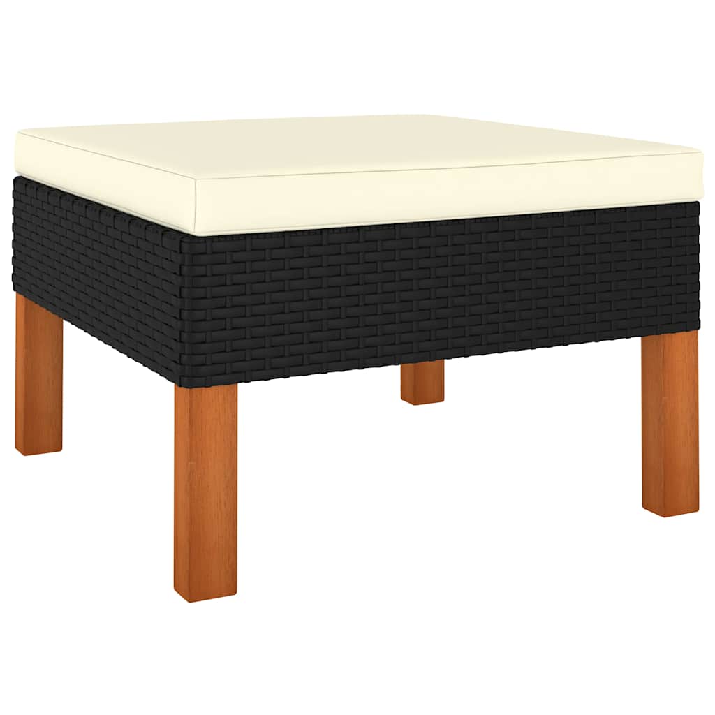 vidaXL 10-tlg. Garten-Lounge-Set Poly Rattan Eukalyptusholz Schwarz