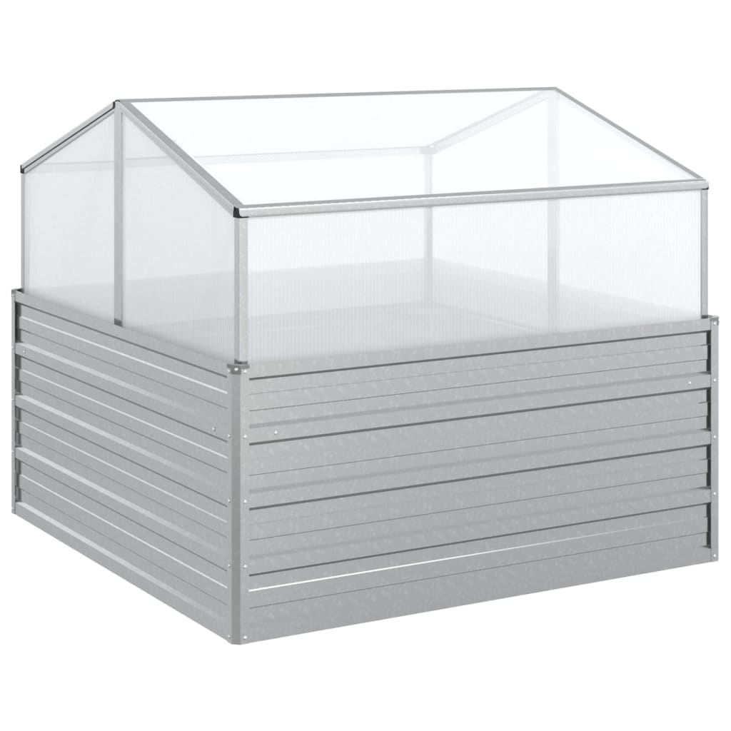 vidaXL Garten-Hochbeet mit Gewächshaus 100x100x85 cm Silber