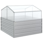 vidaXL Garten-Hochbeet mit Gewächshaus 100x100x85 cm Silber