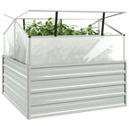 vidaXL Garten-Hochbeet mit Gewächshaus 100x100x85 cm Silber