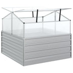 vidaXL Garten-Hochbeet mit Gewächshaus 100x100x85 cm Silber