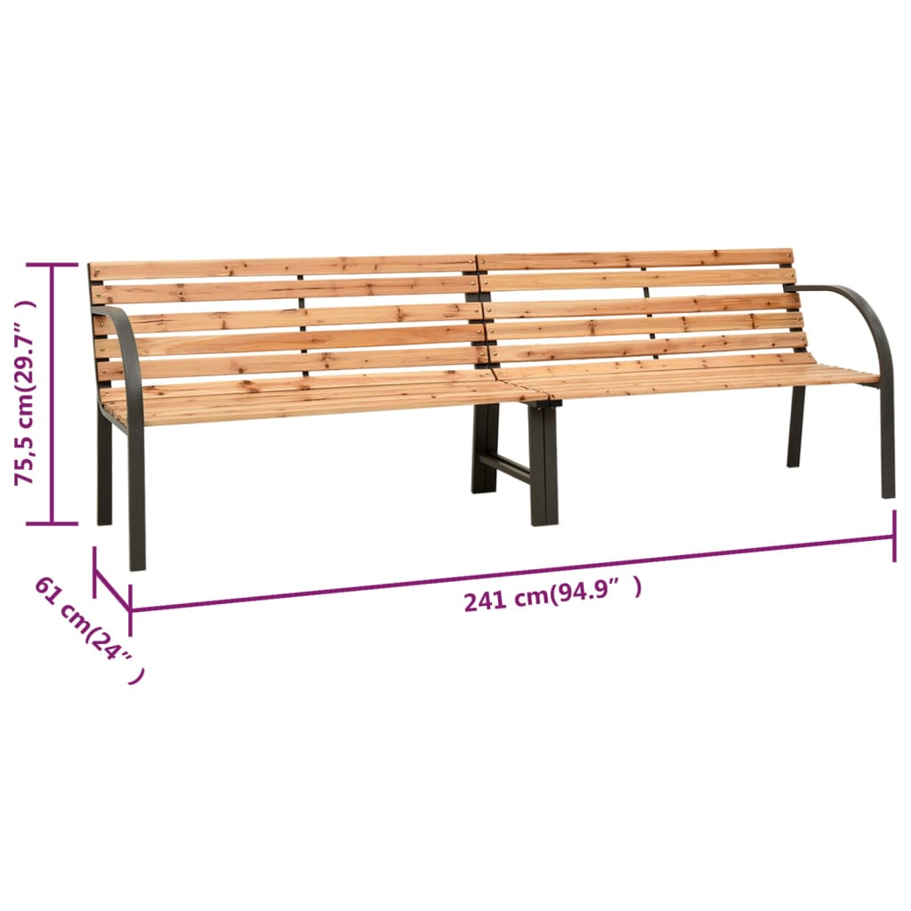 vidaXL Doppel-Gartenbank 241 cm Spießtanne Massivholz