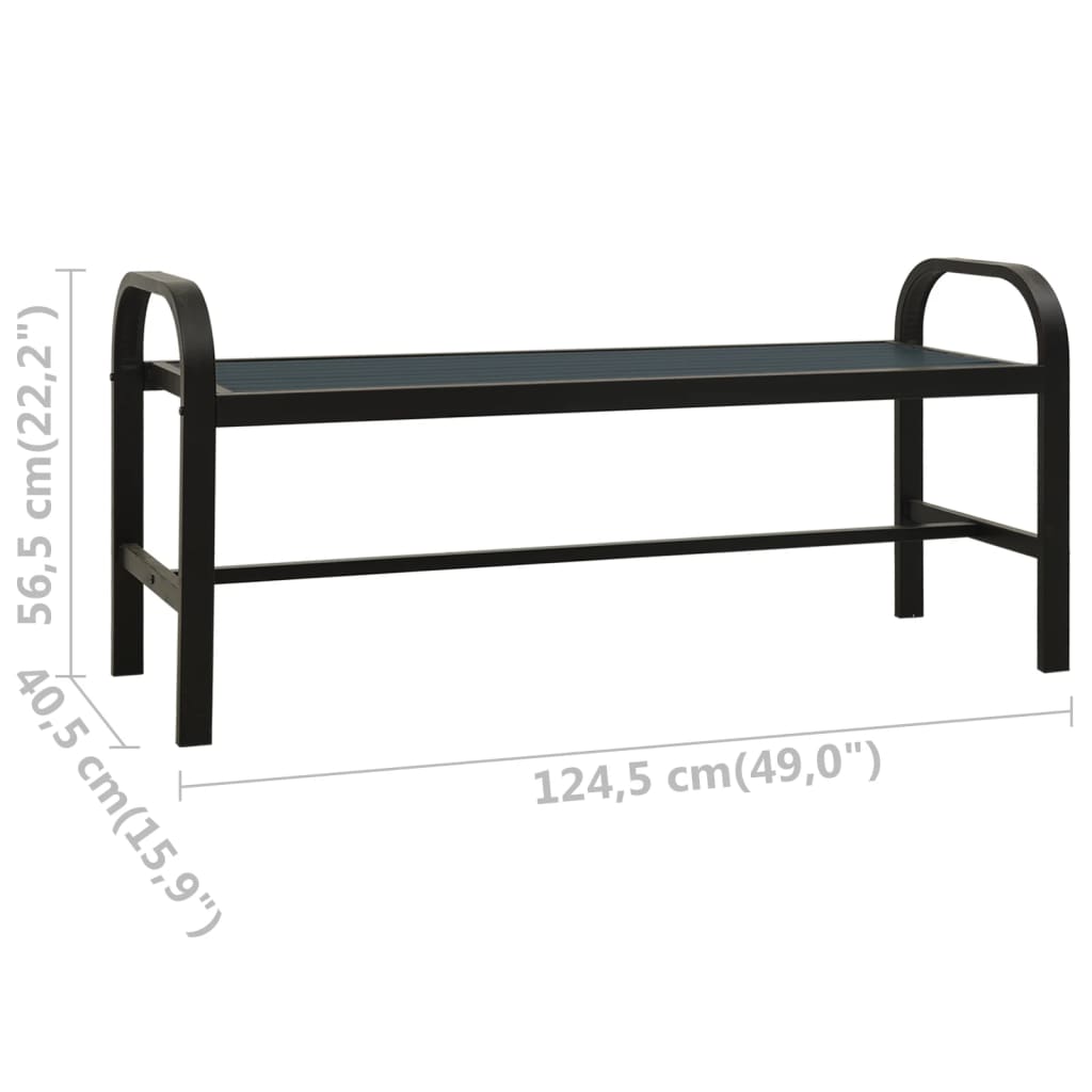 vidaXL Gartenbank 124,5 cm Stahl und WPC Schwarz