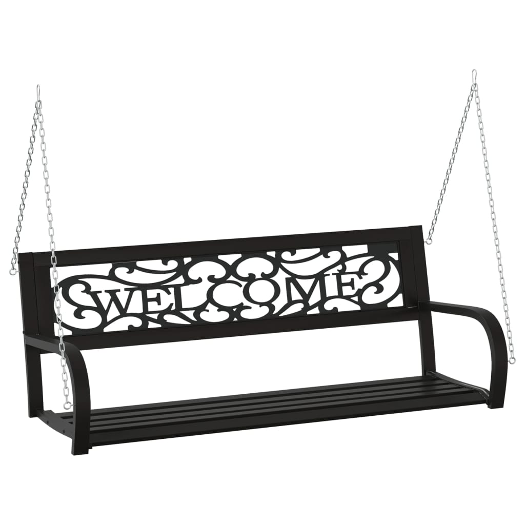 vidaXL Hollywoodschaukel 125 cm Stahl und Kunststoff Schwarz