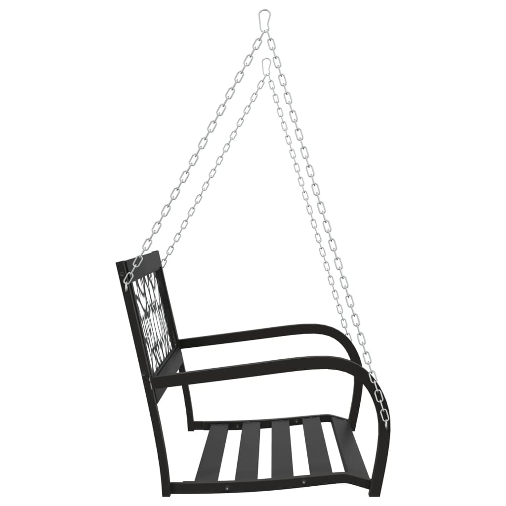 vidaXL Hollywoodschaukel 125 cm Stahl und Kunststoff Schwarz
