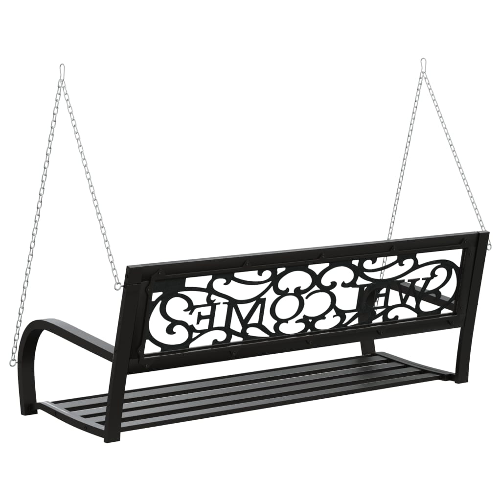 vidaXL Hollywoodschaukel 125 cm Stahl und Kunststoff Schwarz