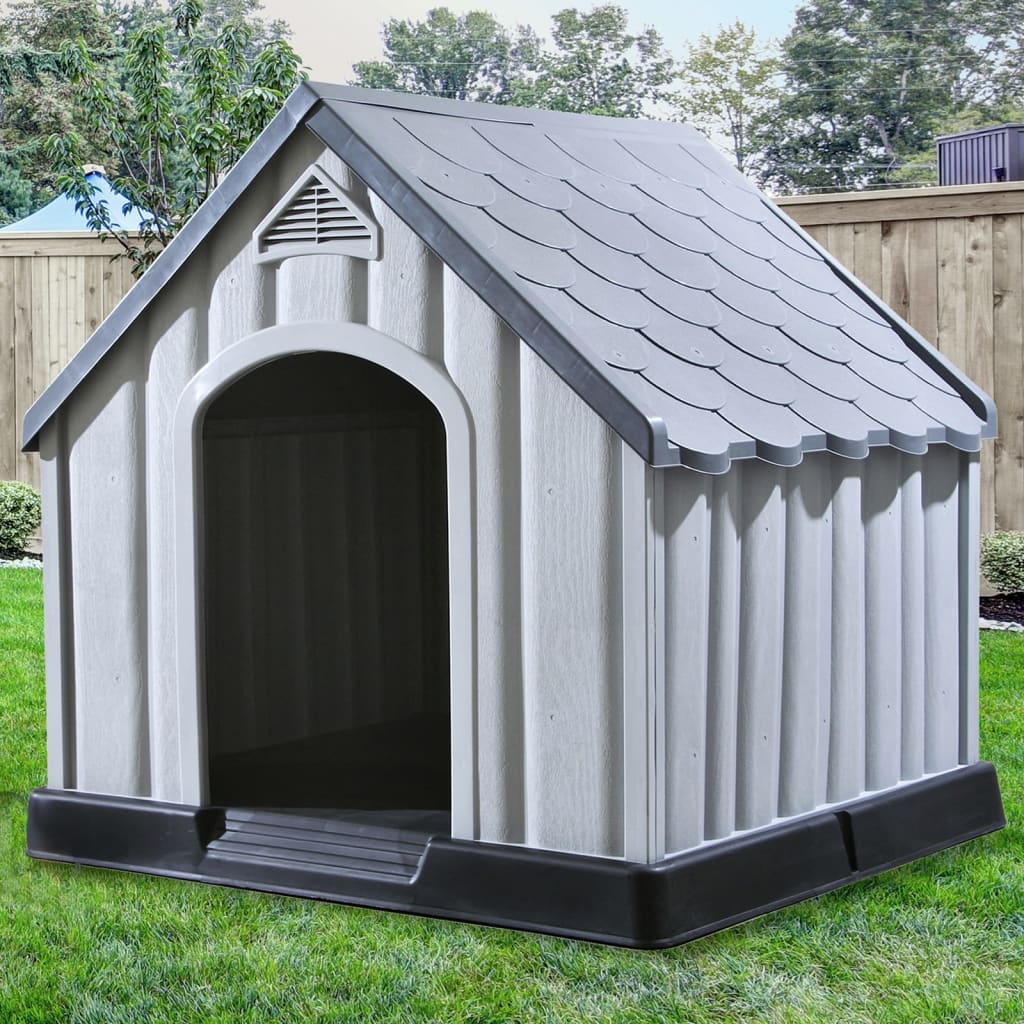 vidaXL Hundehütte Grau 92x87x91 cm Kunststoff