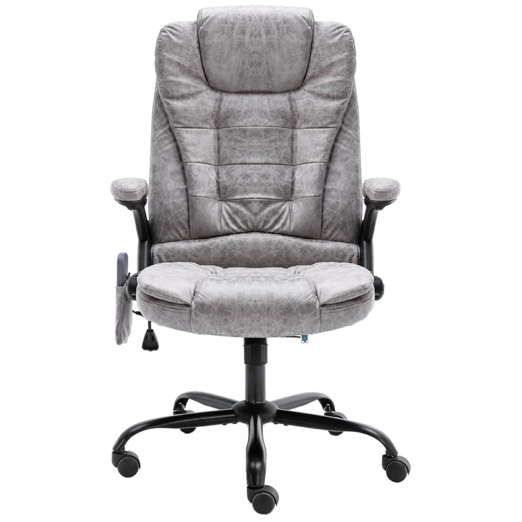 vidaXL Bürostuhl mit Massagefunktion Hellgrau Wildleder-Optik