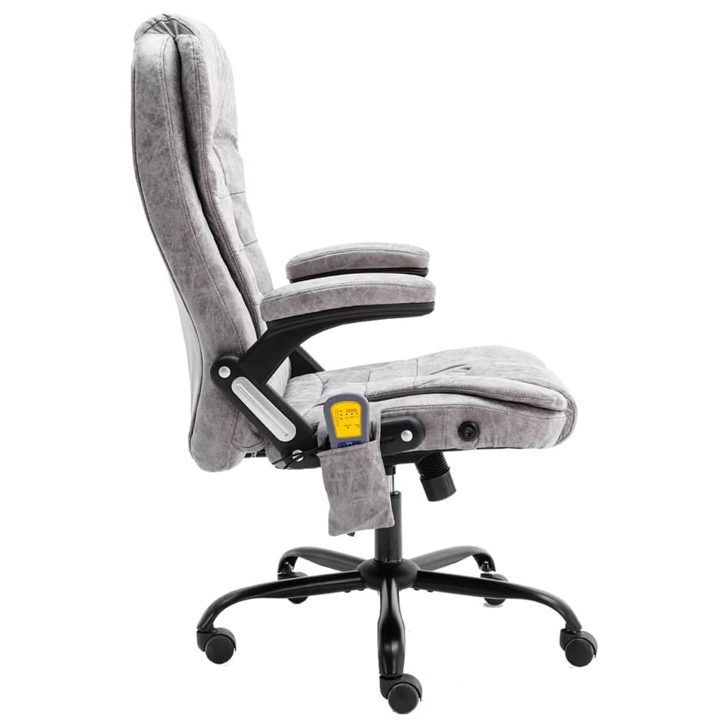 vidaXL Bürostuhl mit Massagefunktion Hellgrau Wildleder-Optik