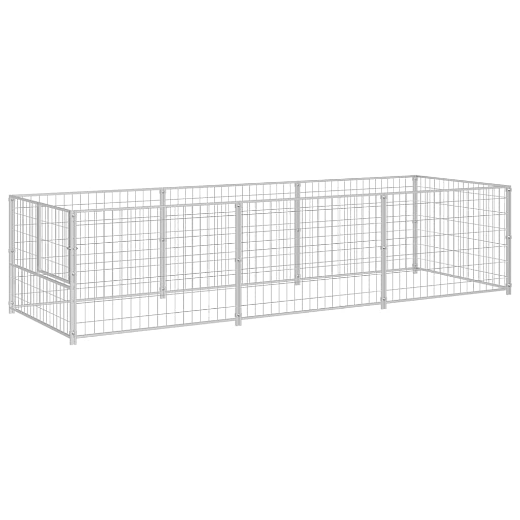 vidaXL Hundezwinger Silbern 3 m² Stahl