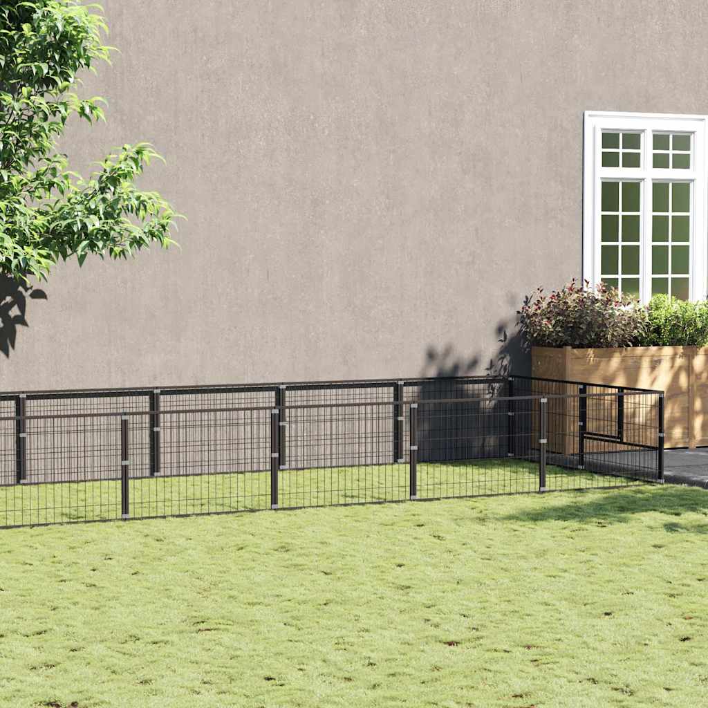 vidaXL Hundezwinger Schwarz 12 m² Stahl