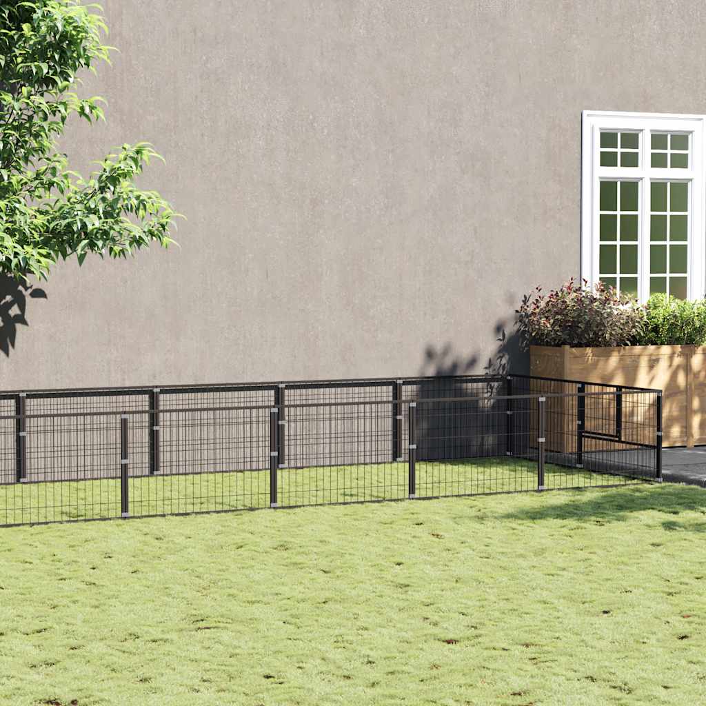 vidaXL Hundezwinger Schwarz 16 m² Stahl