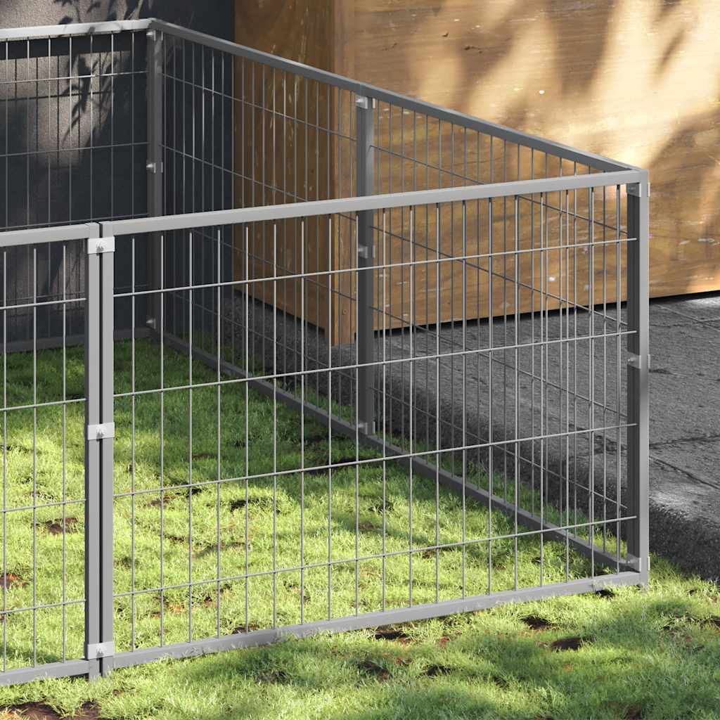 vidaXL Hundezwinger Silbern 16 m² Stahl