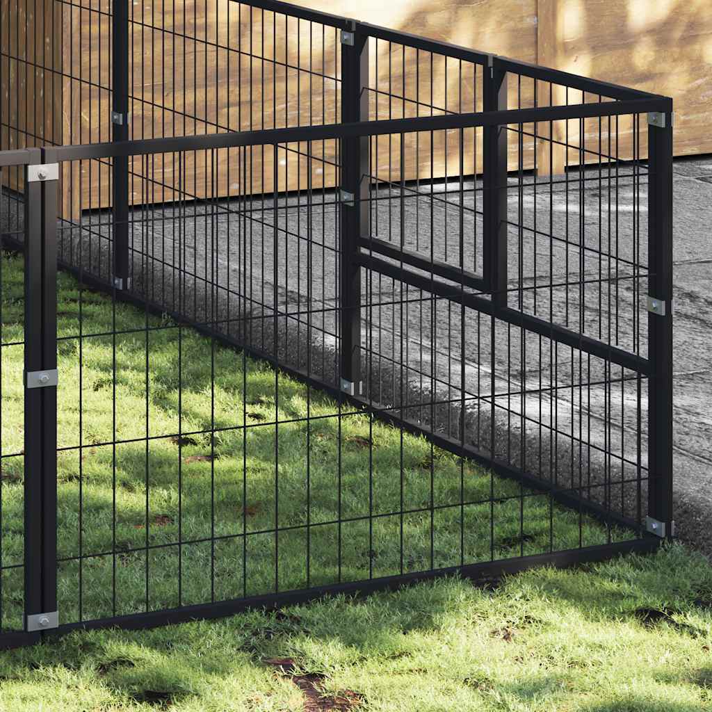 vidaXL Hundezwinger Schwarz 24 m² Stahl