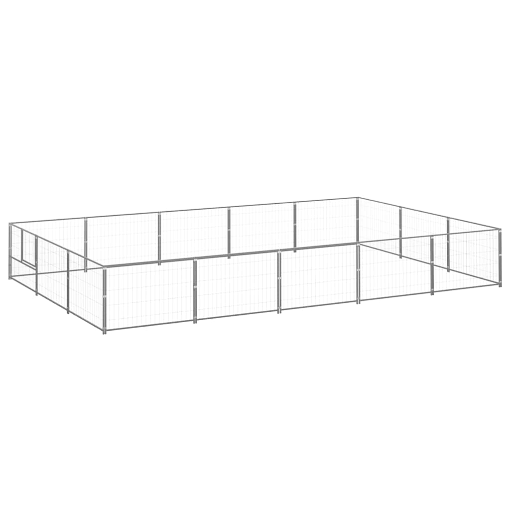 vidaXL Hundezwinger Silbern 15 m² Stahl