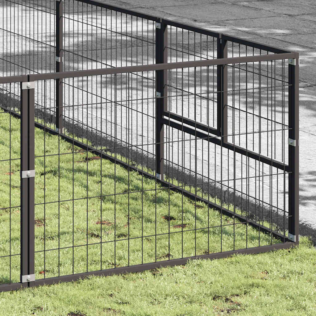 vidaXL Hundezwinger Schwarz 49 m² Stahl
