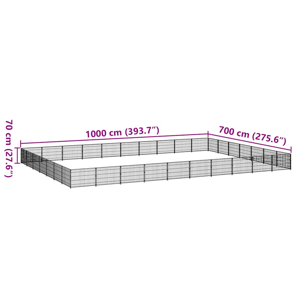 vidaXL Hundezwinger Schwarz 70 m² Stahl