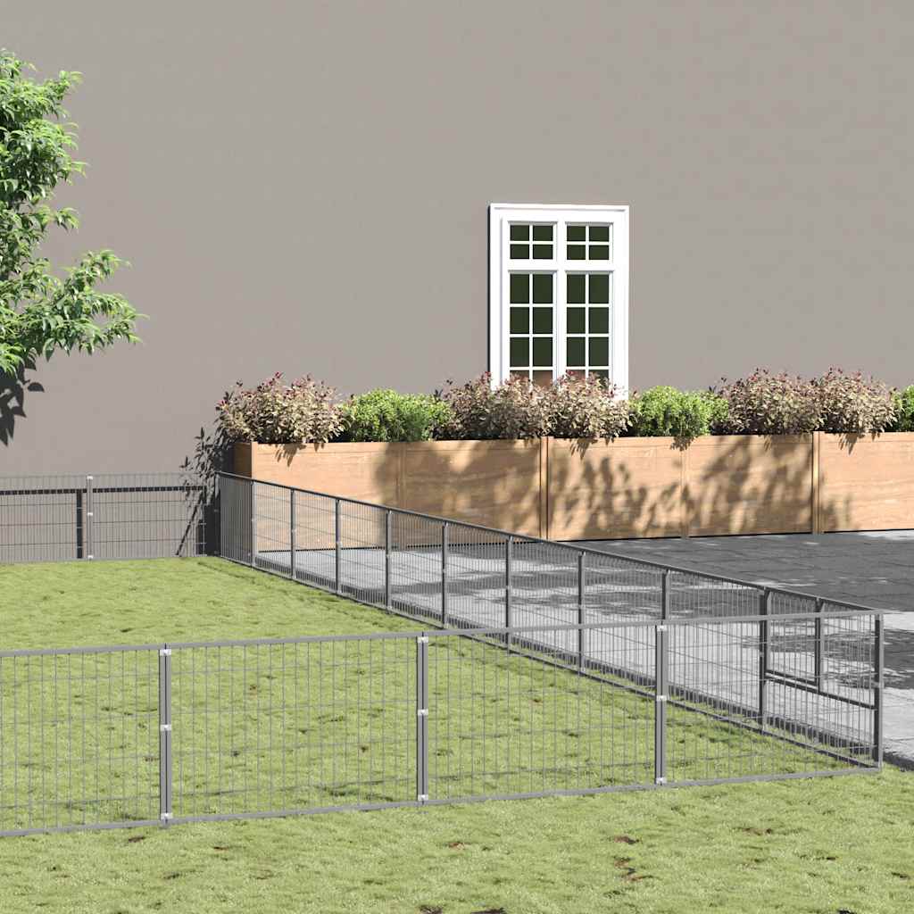 vidaXL Hundezwinger Silbern 100 m² Stahl