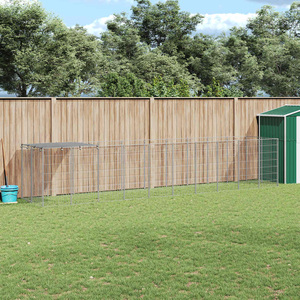 vidaXL Hundezwinger Silbern 6,05 m² Stahl