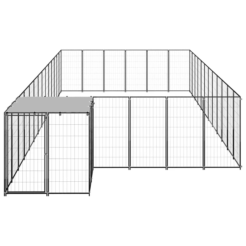 vidaXL Hundezwinger Schwarz 26,62 m² Stahl