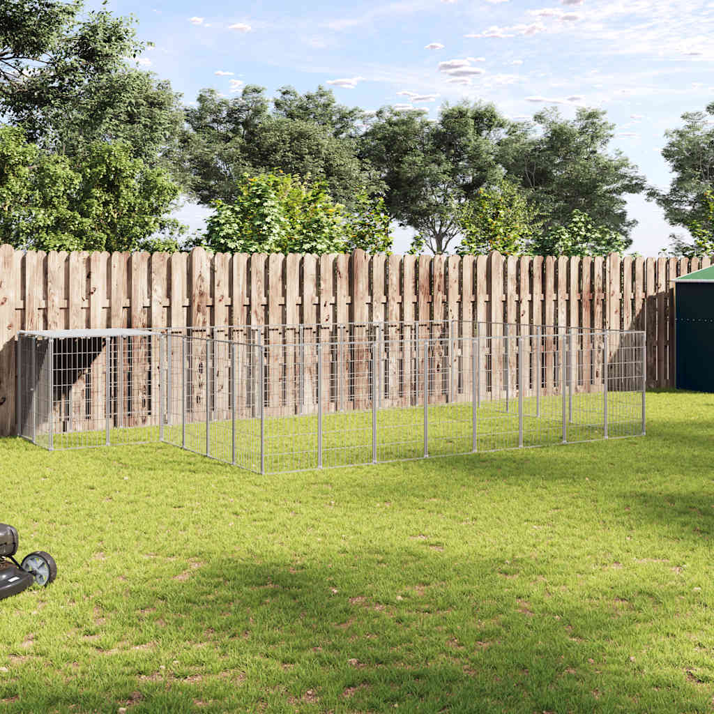 vidaXL Hundezwinger Silbern 15,73 m² Stahl