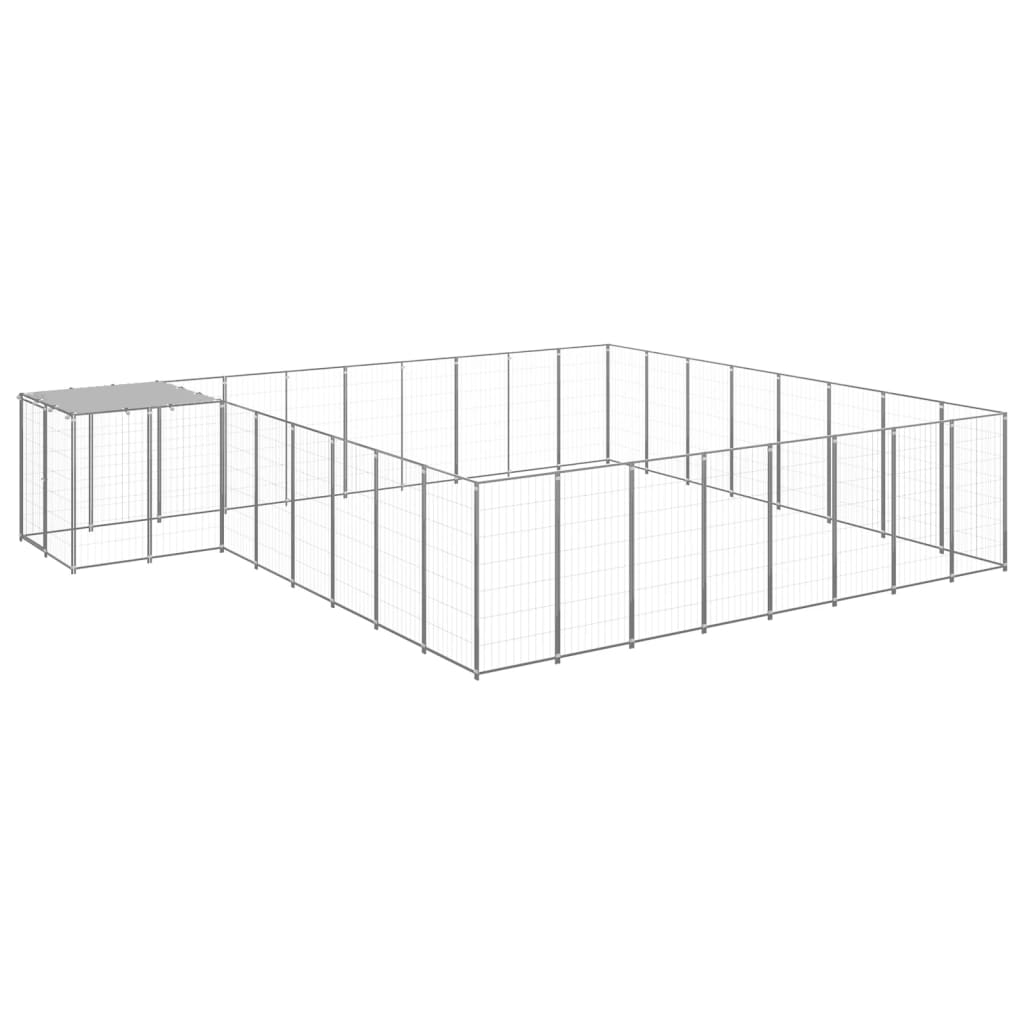 vidaXL Hundezwinger Silbern 20,57 m² Stahl