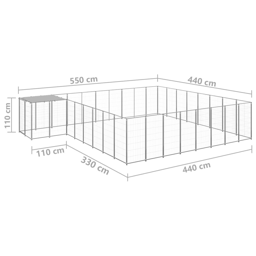 vidaXL Hundezwinger Silbern 20,57 m² Stahl