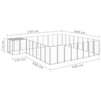 vidaXL Hundezwinger Silbern 20,57 m² Stahl