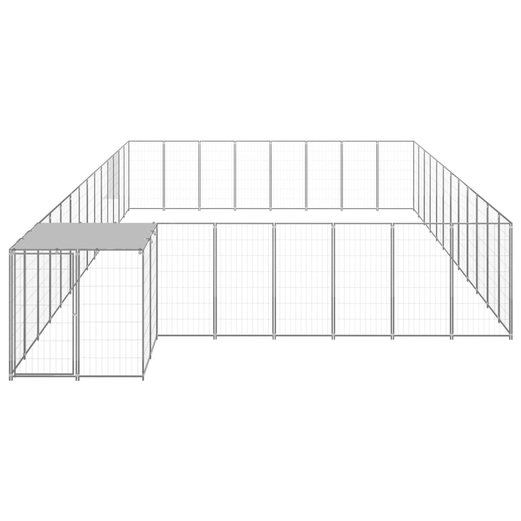 vidaXL Hundezwinger Silbern 30,25 m² Stahl