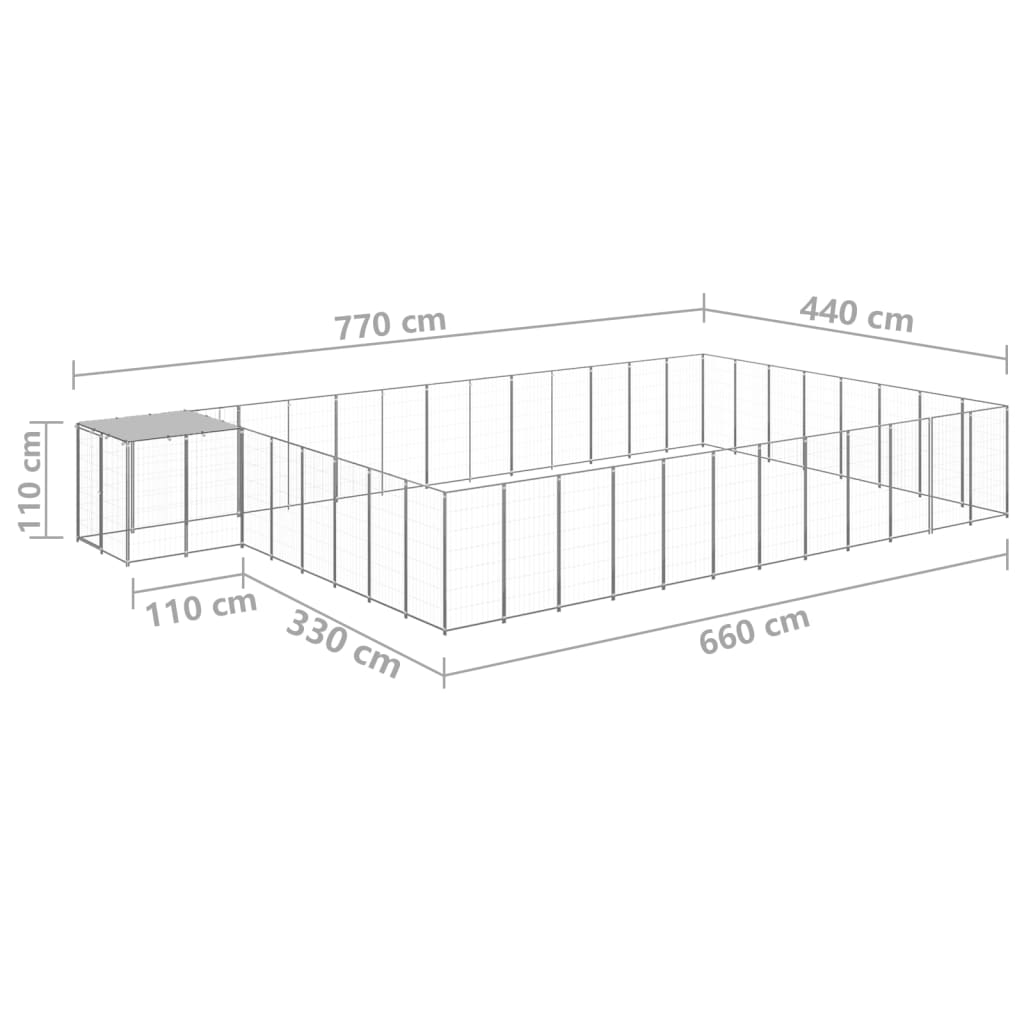 vidaXL Hundezwinger Silbern 30,25 m² Stahl
