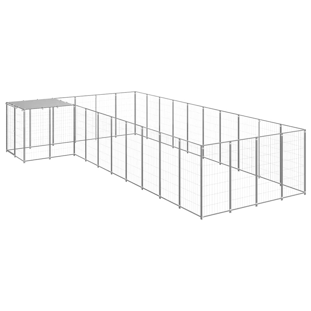 vidaXL Hundezwinger Silbern 13,31 m² Stahl