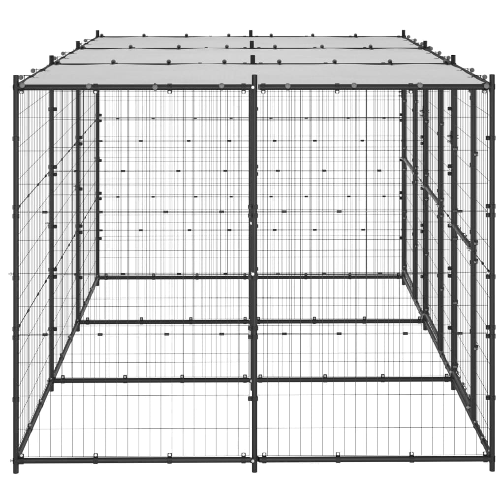 vidaXL Outdoor-Hundezwinger Stahl mit Überdachung 7,26 m²