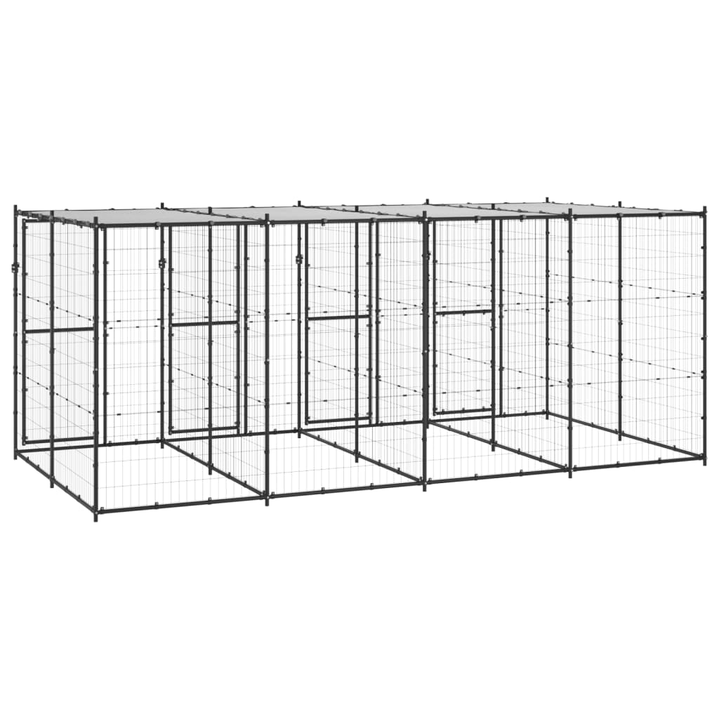 vidaXL Outdoor-Hundezwinger Stahl mit Überdachung 9,68 m²