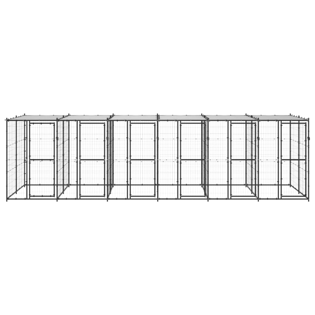 vidaXL Outdoor-Hundezwinger Stahl mit Überdachung 14,52 m²