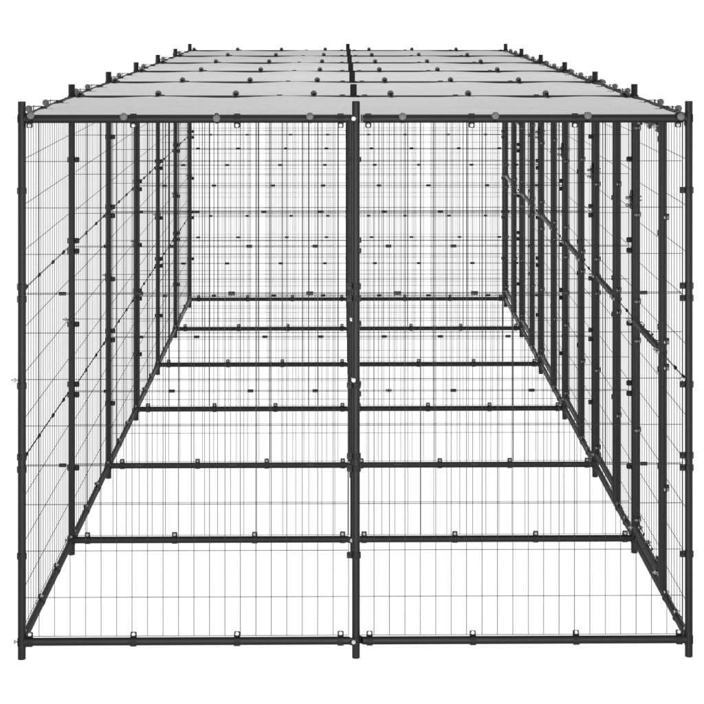 vidaXL Outdoor-Hundezwinger Stahl mit Überdachung 14,52 m²