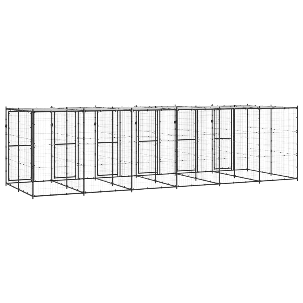 vidaXL Outdoor-Hundezwinger Stahl mit Überdachung 14,52 m²